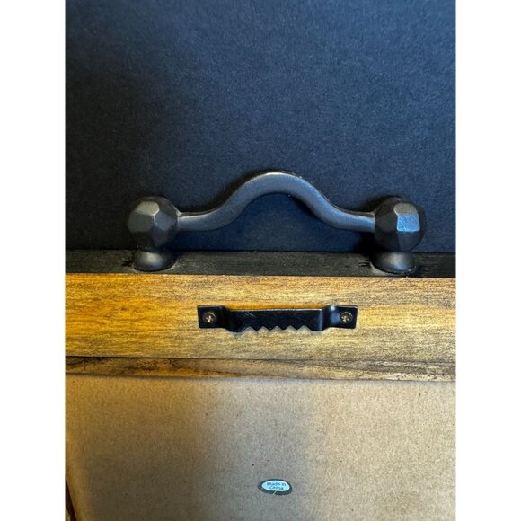 Rustic Black Wood Frame With "Family Matters" Embroidered Artwork & Handle Decor - Picture 5 of 7